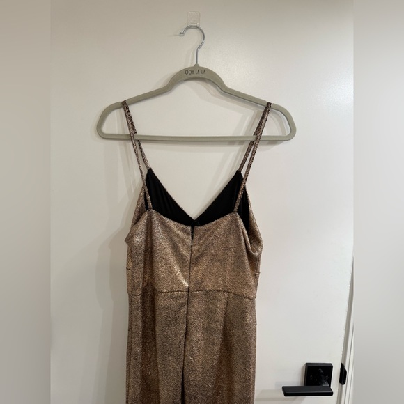 Hutch Vicky Metallic Maxi Dress - Gold Metallic High-Low V-Neck Dress, Size 10 - Picture 8 of 10